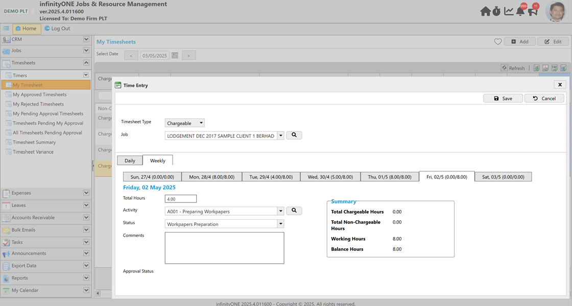 Timesheets Screenshot 1
